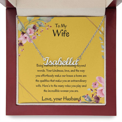 To My Wife, My Universe - Personalized Name Necklace with Special Message, A Beautiful Keepsake