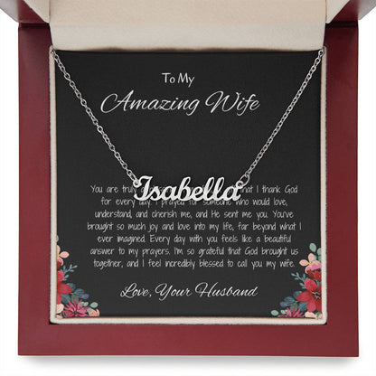 To My Amazing Wife - Custom Name Necklace with Personalized Message, A Unique Gift of Love