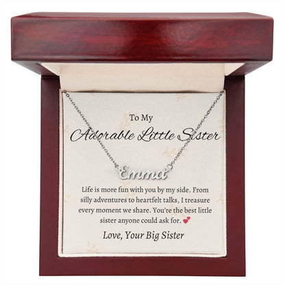 To My Adorable Sister Name Jewelry | Gift for Sister | Necklace Gift for Sister