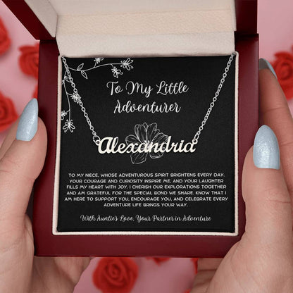 To My Little Adventurer - From Aunt to Niece Custom Name Necklace - SOUVMOUR