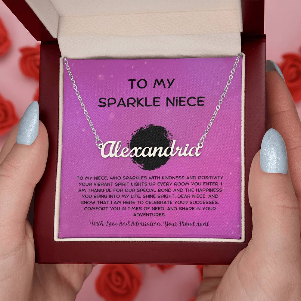 To My Sparkle Niece - From Aunt to Niece Custom Name Necklace - SOUVMOUR