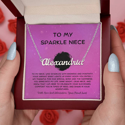 To My Sparkle Niece - From Aunt to Niece Custom Name Necklace - SOUVMOUR
