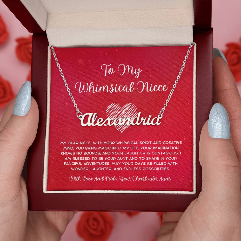 To My Whimsical Niece - From Aunt to Niece Custom Name Necklace - SOUVMOUR