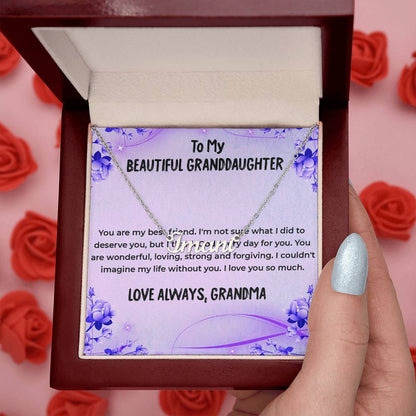 To My Wonderful Granddaughter Necklace | Custom Name with Heartfelt Message Necklace Gift from Grandma