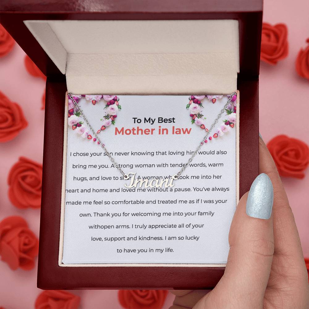 For the Best Mother-in-Law | Custom Name Necklace with a Loving Message