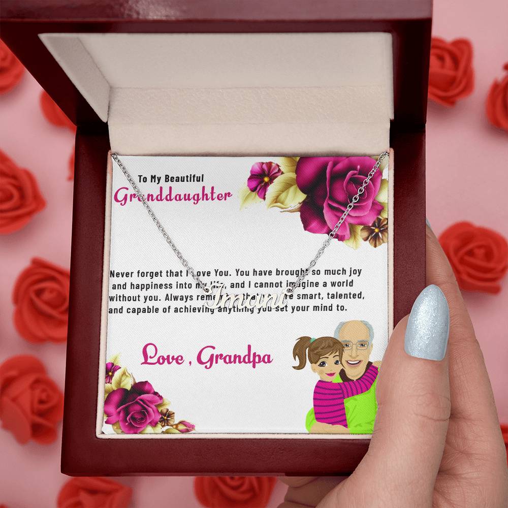 To My Beautiful Granddaughter Necklace | Custom Name with Heartfelt Message Necklace Gift from Grandpa