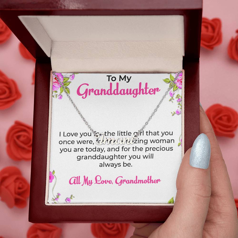 To My Special Granddaughter Necklace | Custom Name with Heartfelt Message Necklace Gift from Grandma