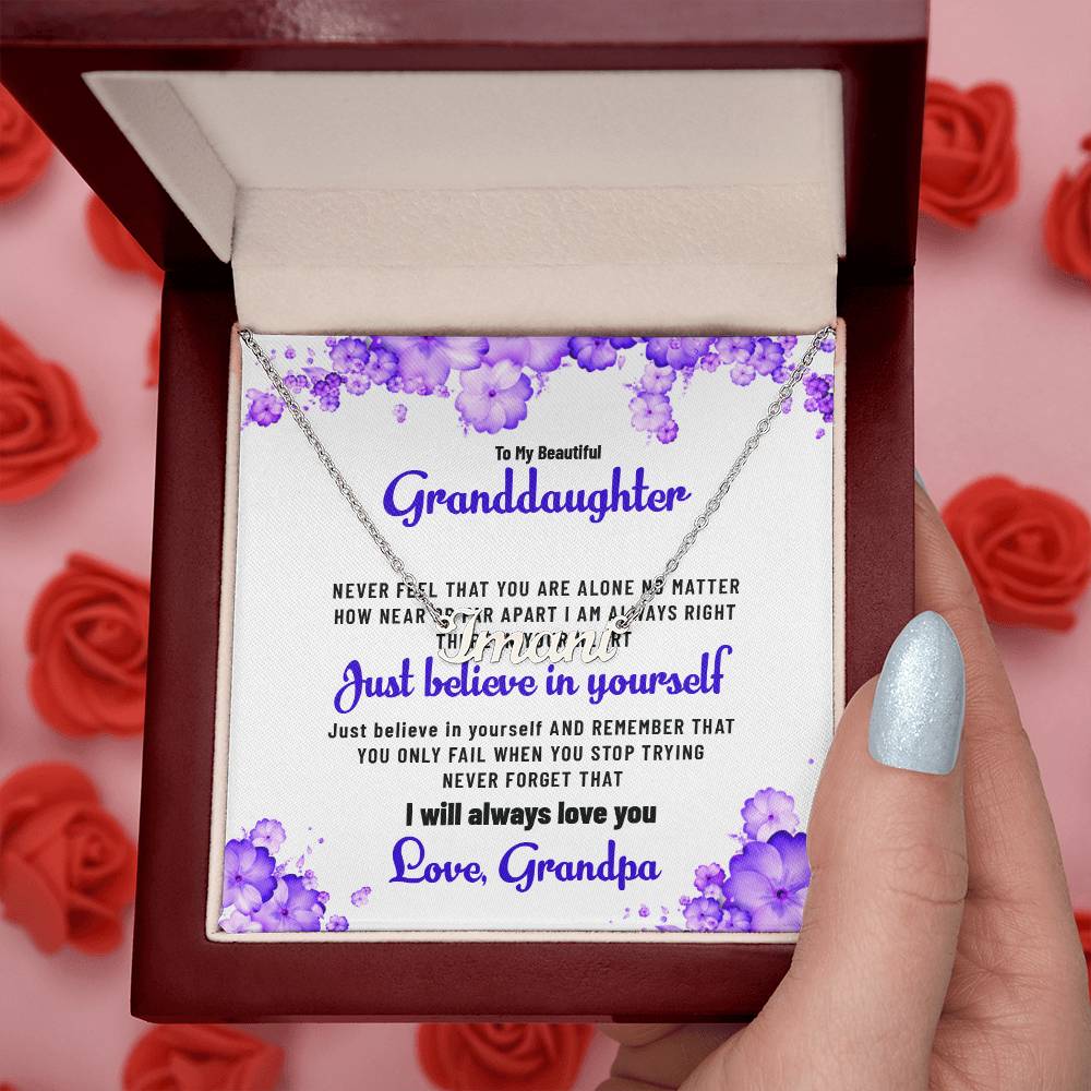 To My Lovely Granddaughter Necklace | Custom Name with Heartfelt Message Necklace Gift from Grandpa