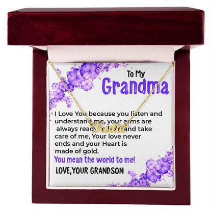 To My Grandma, My World | Custom  Name Necklace Gift from Grandson | Gift for Grandma