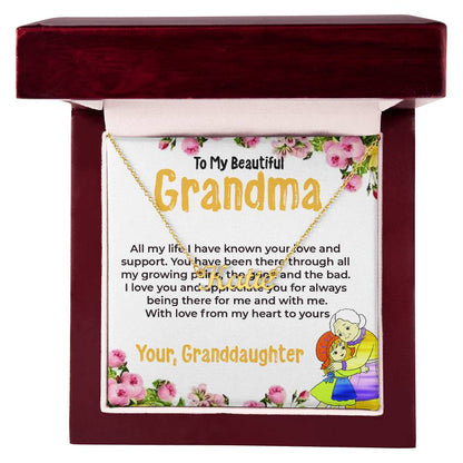 To My Beautiful Grandma | Custom Name Necklace Gift from Granddaughter | Gift for Grandma