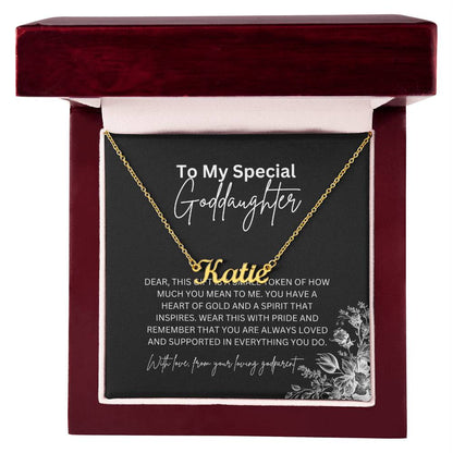 To My Special Goddaughter | Custom Name Necklace with Heartfelt Message Card
