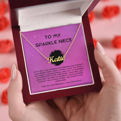 To My Sparkle Niece - From Aunt to Niece Custom Name Necklace - SOUVMOUR