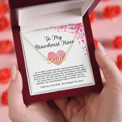 To My Braveheart Niece - From Aunt to Niece Custom Name Necklace - SOUVMOUR