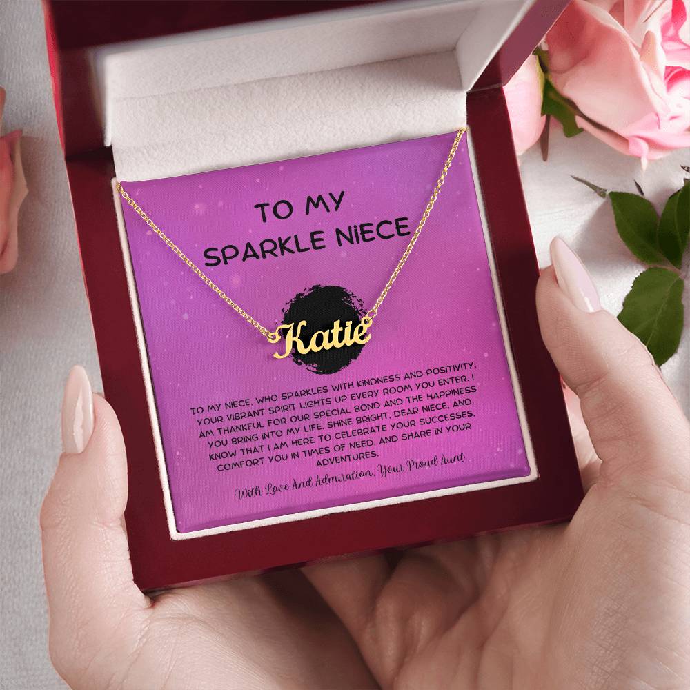 To My Sparkle Niece - From Aunt to Niece Custom Name Necklace - SOUVMOUR