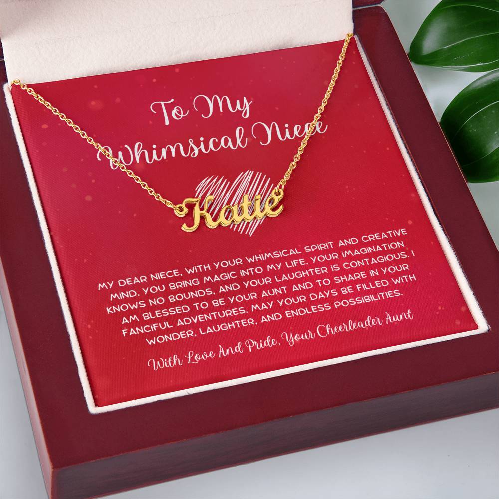To My Whimsical Niece - From Aunt to Niece Custom Name Necklace - SOUVMOUR