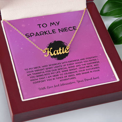 To My Sparkle Niece - From Aunt to Niece Custom Name Necklace - SOUVMOUR