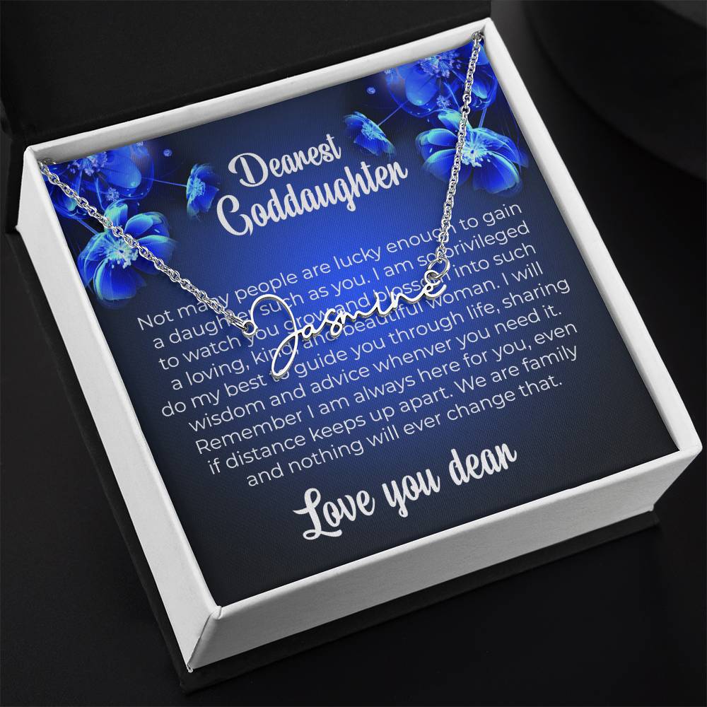 To My Dearest Goddaughter | Personalized Signature Necklace with a Thoughtful Card