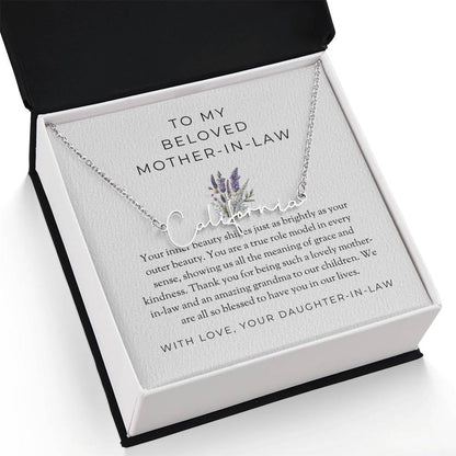 For My Beloved Mother-in-Law | Signature Style Custom Name Necklace to Treasure