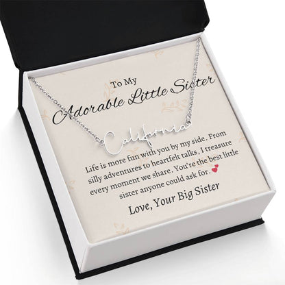To My Adorable Sister Signature Style Custom Name Jewelry | Gift for Sister | Necklace Gift for Sister