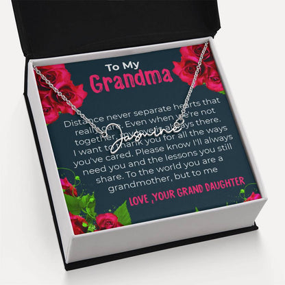 To My Grandma | Elegant Signature Style Necklace Gift from Granddaughter | Gift for Grandma