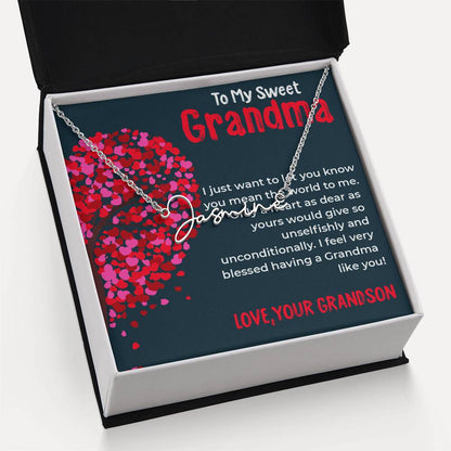 To My Sweet Grandma | Timeless Signature Style Necklace Gift from Grandson | Gift for Grandma