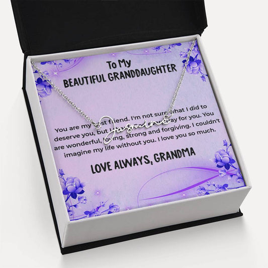 To My Wonderful Granddaughter Necklace | Signature Style Custom Name Necklace Gift from Grandma