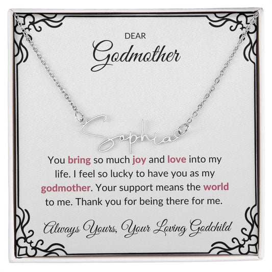 Signature Name Necklace for Lovely Godmother | A Cherished Keepsake to Treasure | Godmother Gift