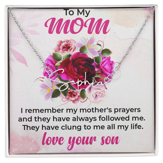 To My Mom | Signature Name Necklace Gift from Son