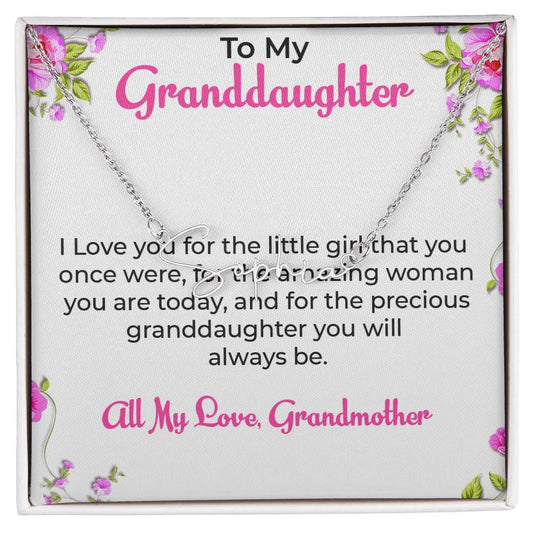 To My Special Granddaughter Necklace | Signature Style Custom Name Necklace Gift from Grandma