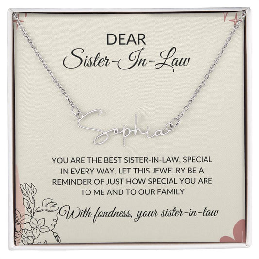 To My Dear Sister-in-law Gift Necklace | Signature Style Personalized Custom Name Necklace | Sister-in-Law Gift