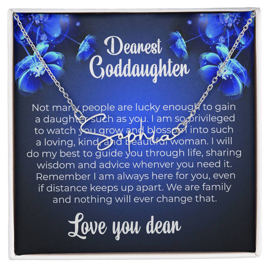 To My Dearest Goddaughter | Personalized Signature Necklace with a Thoughtful Card