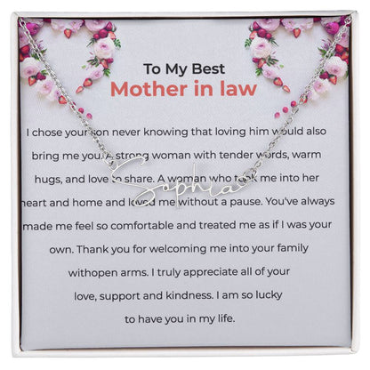 For the Best Mother-in-Law | Signature Style Custom Name Necklace with Loving Message