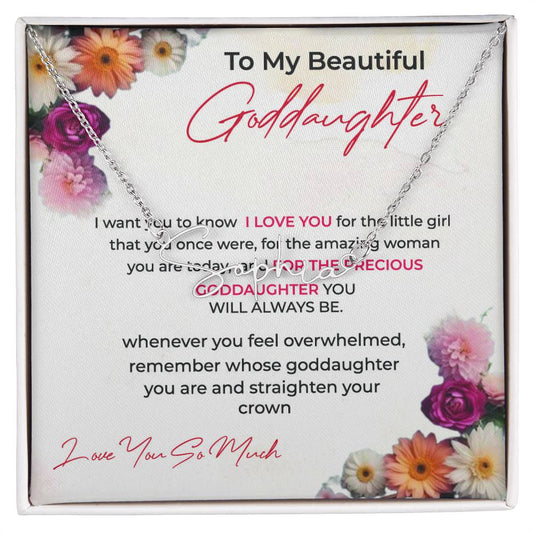 To My Beautiful Goddaughter | Stylish Custom Name Necklace with a Meaningful Message
