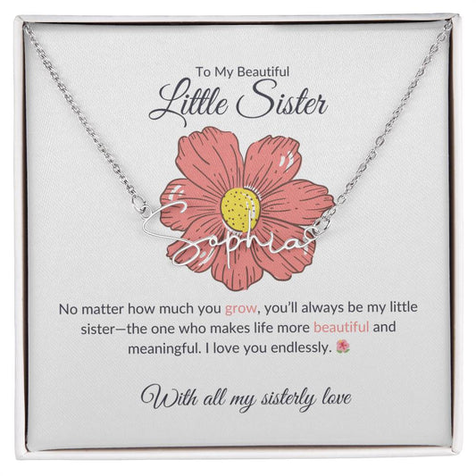 Beautiful Little Sister Signature Style Custom Name Necklace | Gift for Sister | Necklace Gift for Sister
