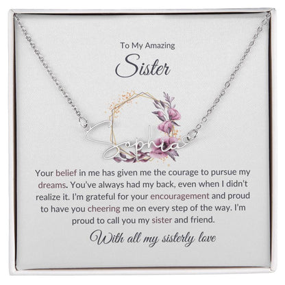 To My Amazing Sister Signature Style Custom Name Necklace | Gift for Sister | Necklace Gift for Sister