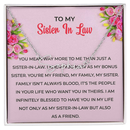To My Sister-in-law Gift Necklace | Signature Style Personalized Custom Name Necklace | Sister-in-Law Gift