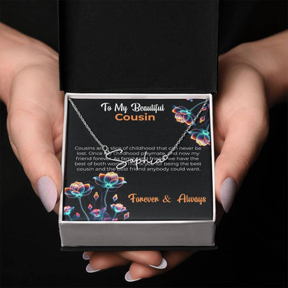 Custom Name Necklace | Cousin Necklace | To My Beautiful Cousin - Signature Style Necklace | Cousin Friendship Necklace