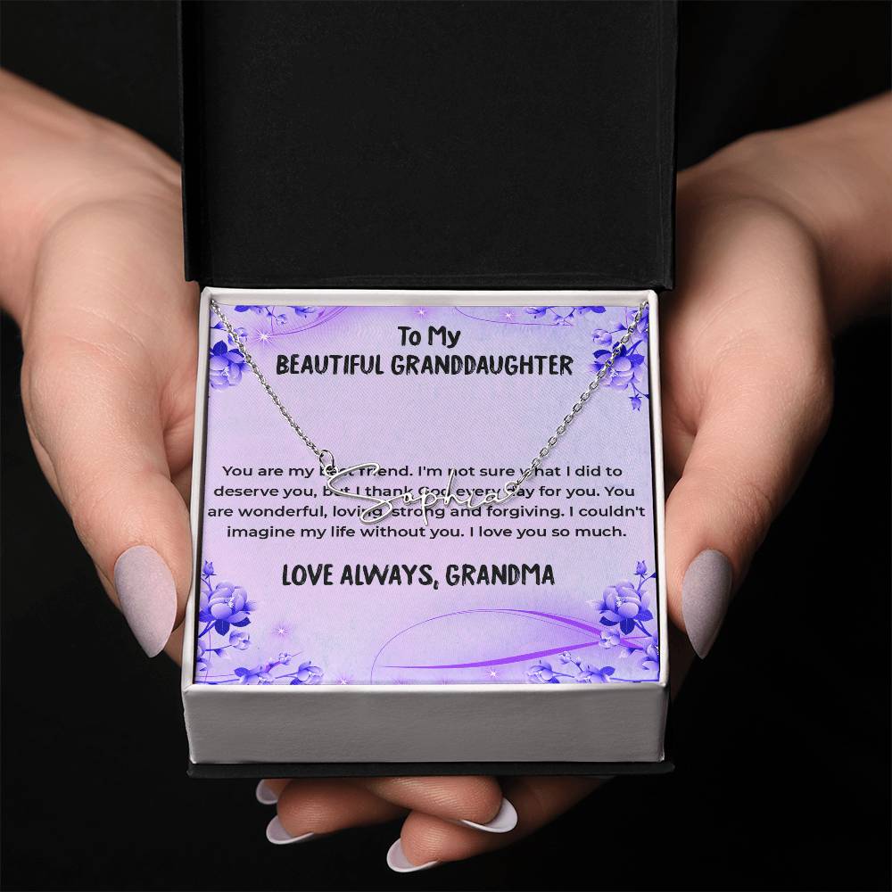 To My Wonderful Granddaughter Necklace | Signature Style Custom Name Necklace Gift from Grandma