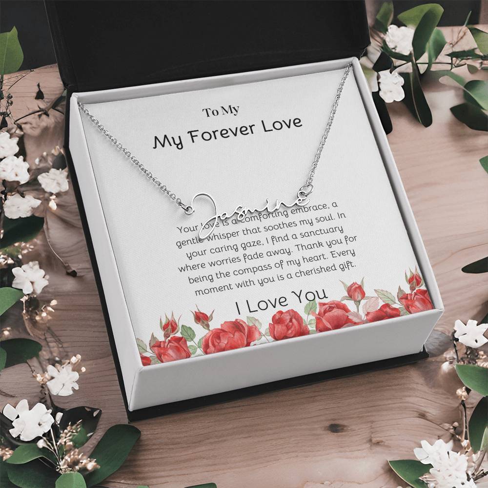Signature Style Necklace for Her | Custom Name Pendant - SOUVMOUR