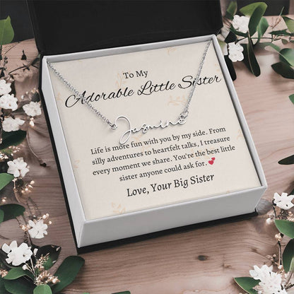 To My Adorable Sister Signature Style Custom Name Jewelry | Gift for Sister | Necklace Gift for Sister