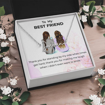 Signature Style Custom Name Necklace | To My Bestie Thank You - Personalized Necklace | Friendship Gift