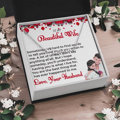 To My Beautiful Wife - Signature Style Name Necklace with Personalized Message