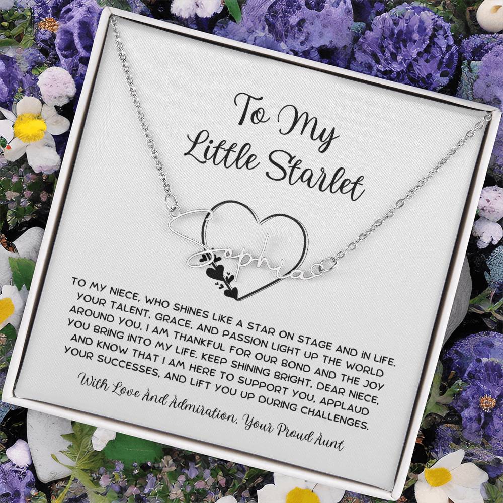 To My Little Starlet - From Aunt to Niece Signature Name Necklace - SOUVMOUR