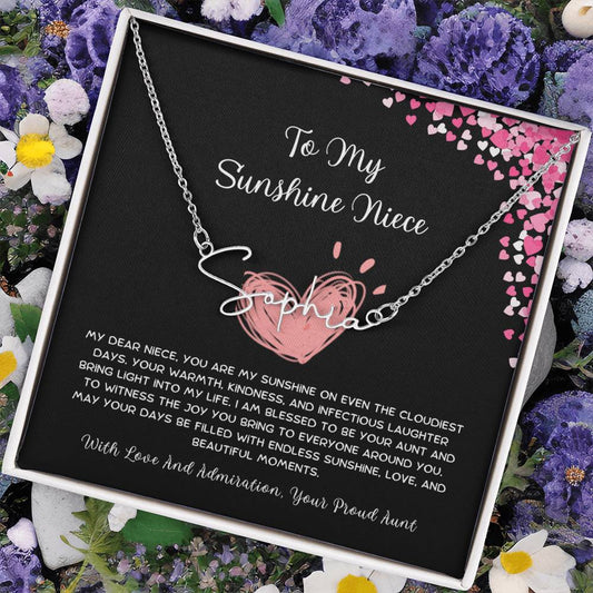 To My Sunshine Niece - From Aunt to Niece Signature Name Necklace - SOUVMOUR