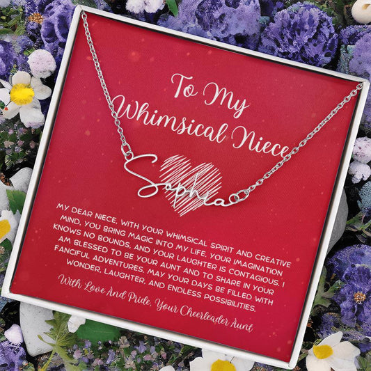 To My Whimsical Niece - From Aunt to Niece Signature Name Necklace - SOUVMOUR