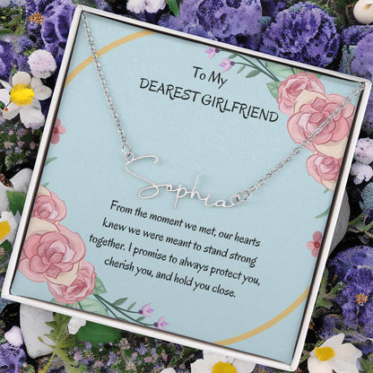 Custom Name Signature Style Necklace For Girlfriend | - SOUVMOUR