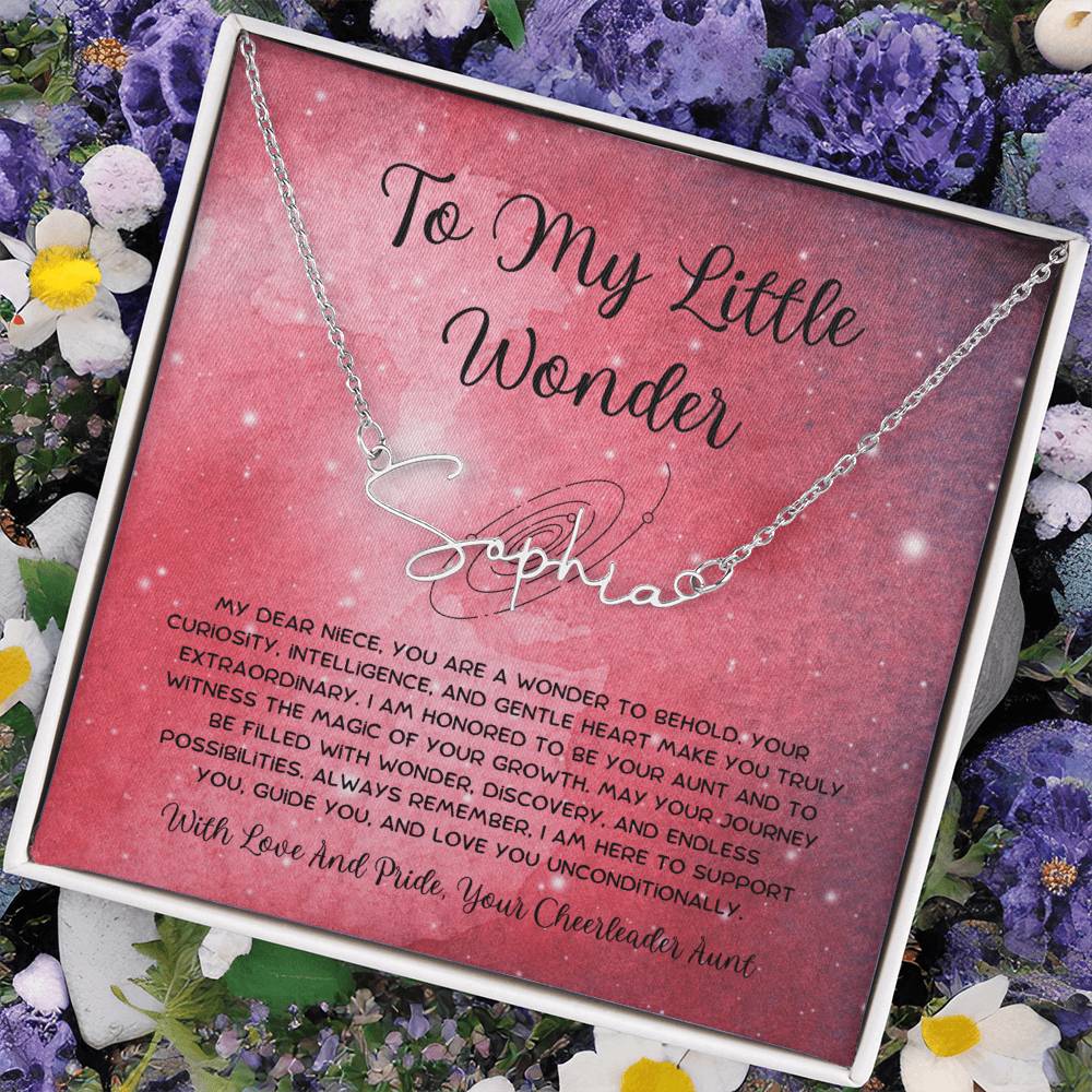 To My Little Wonder - From Aunt to Niece Signature Name Necklace - SOUVMOUR