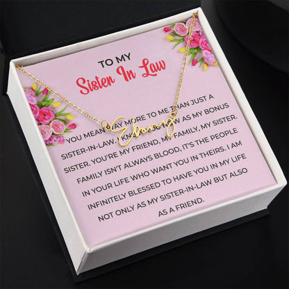 To My Sister-in-law Gift Necklace | Signature Style Personalized Custom Name Necklace | Sister-in-Law Gift