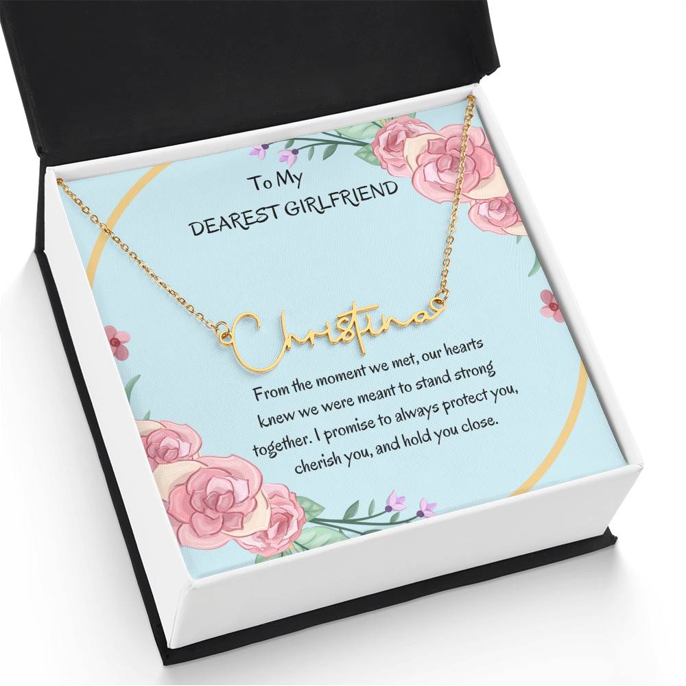 Custom Name Signature Style Necklace For Girlfriend | - SOUVMOUR