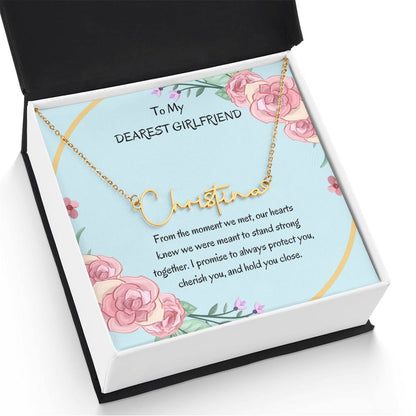 Custom Name Signature Style Necklace For Girlfriend | - SOUVMOUR